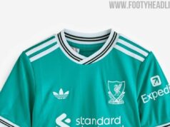 O terceiro kit do Liverpool 2025/26 vazou com o clássico escudo do clube