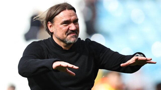 leeds-united-manager-daniel-farke-gestures-to-the-fans-at-the-end-of-the-match.JPG