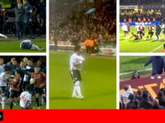 Os ânimos explodem no final de Bradford x Bolton, jogadores e torcedores nervosos