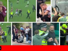 Jogadores do Celtic e do Hearts expulsos durante invasão de campo, especialistas criticam cenas “inaceitáveis”