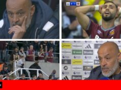 Os torcedores do West Ham saem mais cedo, pois a derrota por 3 a 1 para o Newcastle deixa o Hammers à beira do rebaixamento