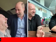 Os podcasters do Aston Villa conversam com o príncipe William depois de ver seu time vencer a final da Liga Europa