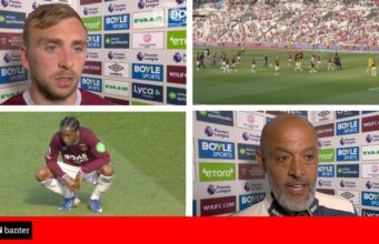 Nuno e os seus jogadores reagem ao facto do West Ham ter sido despromovido ao Campeonato pela primeira vez desde 2012
