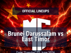 Escalação: Brunei Darussalam x Timor Leste – terça-feira, 2 de junho de 2026, 13h15 BST