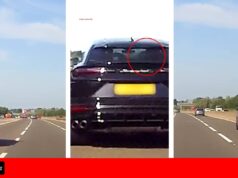 O motorista fala enquanto imagens da câmera do painel mostram Raheem Sterling desviando antes do acidente.