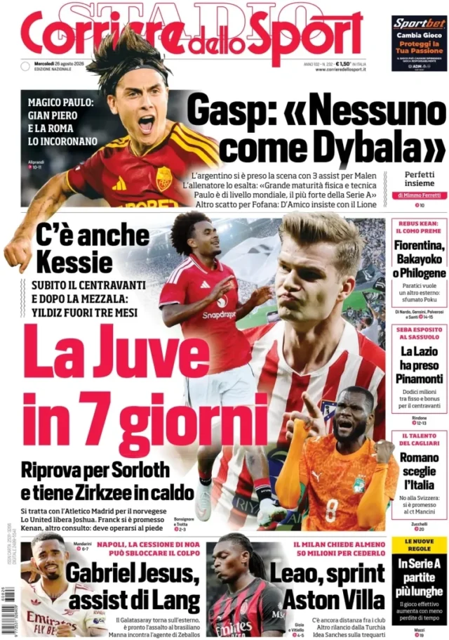 Today’s Papers: Juventus back for Sorloth, Lang sets up Gabriel Jesus - Football Italia Today’s Papers: Juventus back for Sorloth, Lang sets up Gabriel Jesus - Football Italia