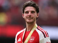 Como o Arsenal pode contratar outra versão de Saka antes que a janela feche Declan-Rice-Community-Shield