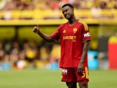 Ndika fala antes da partida de abertura em Roma, no dia 26/27. Ndicka speaks ahead of Roma's opening match of 26/27