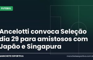 Ancelotti convoca Seleção dia 29 para amistosos com Japão e Singapura Arte da Manchete Esportiva sobre a convocação da Seleção Brasileira por Carlo Ancelotti
