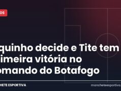 Tiquinho decide e Tite tem primeira vitória no comando do Botafogo Arte da Manchete Esportiva sobre a vitória do Botafogo sobre a Chapecoense