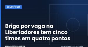 Briga por vaga na Libertadores tem cinco times em quatro pontos Arte Manchete Esportiva sobre a briga por vaga na Libertadores de 2027 no Brasileirão