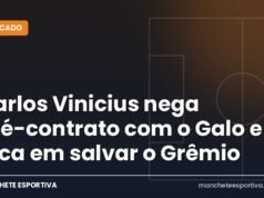 Carlos Vinicius nega pré-contrato com o Galo e foca em salvar o Grêmio Arte da Manchete Esportiva sobre Carlos Vinicius negando pré-contrato com o Atlético-MG no mercado