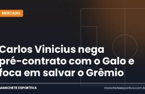 Carlos Vinicius nega pré-contrato com o Galo e foca em salvar o Grêmio Arte da Manchete Esportiva sobre Carlos Vinicius negando pré-contrato com o Atlético-MG no mercado