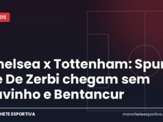 Chelsea x Tottenham: Spurs de De Zerbi chegam sem Savinho e Bentancur Arte da Manchete Esportiva para a prévia de Chelsea x Tottenham em Stamford Bridge pela Premier League