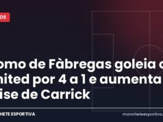 Como de Fàbregas goleia o United por 4 a 1 e aumenta crise de Carrick Nico Paz comemora gol do Como contra o Manchester United