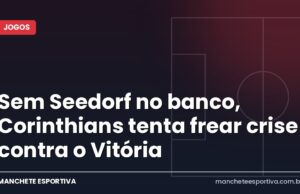 Sem Seedorf no banco, Corinthians tenta frear crise contra o Vitória Arte da Manchete Esportiva sobre Corinthians x Vitória e a estreia adiada de Seedorf