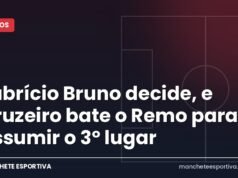 Fabrício Bruno decide, e Cruzeiro bate o Remo para assumir o 3º lugar Arte da Manchete Esportiva com o placar de Cruzeiro x Remo e o gol de Fabrício Bruno no Mineirão