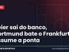 Beier sai do banco, Dortmund bate o Frankfurt e assume a ponta Arte da Manchete Esportiva sobre a vitória do Dortmund contra o Frankfurt que levou o time à liderança da Bundesliga