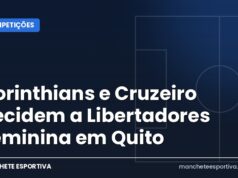 Corinthians e Cruzeiro decidem a Libertadores Feminina em Quito Arte da Manchete Esportiva sobre a final da Libertadores Feminina entre Corinthians e Cruzeiro em Quito