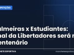 Palmeiras x Estudiantes: final da Libertadores será no Centenário Arte da Manchete Esportiva sobre a final da Libertadores entre Palmeiras e Estudiantes no Centenário