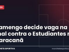 Flamengo decide vaga na final contra o Estudiantes no Maracanã Arte Manchete Esportiva sobre Flamengo x Estudiantes pela semifinal da Libertadores
