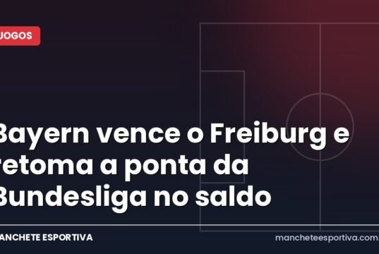 Bayern vence o Freiburg e retoma a ponta da Bundesliga no saldo Arte da Manchete Esportiva sobre a vitória do Bayern contra o Freiburg e a liderança da Bundesliga