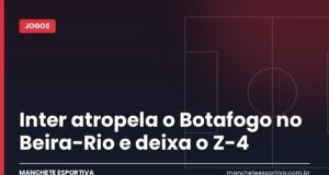 Inter atropela o Botafogo no Beira-Rio e deixa o Z-4 Arte da Manchete Esportiva sobre a goleada do Internacional contra o Botafogo no Beira-Rio pelo Brasileirão