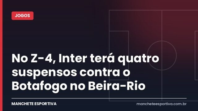 No Z-4, Inter terá quatro suspensos contra o Botafogo no Beira-Rio