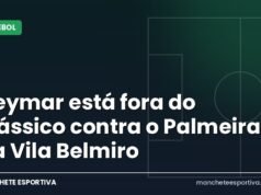 Neymar está fora do clássico contra o Palmeiras na Vila Belmiro Arte da Manchete Esportiva sobre Neymar fora do clássico Santos x Palmeiras por suspensão
