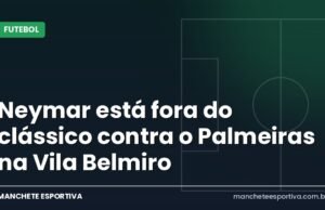 Neymar está fora do clássico contra o Palmeiras na Vila Belmiro Arte da Manchete Esportiva sobre Neymar fora do clássico Santos x Palmeiras por suspensão