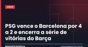 PSG vence o Barcelona por 4 a 2 e encerra a série de vitórias do Barça Arte Manchete Esportiva sobre a vitória do PSG por 4 a 2 sobre o Barcelona