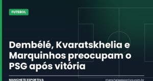 Dembélé, Kvaratskhelia e Marquinhos preocupam o PSG após vitória Arte Manchete Esportiva sobre as lesões de Dembélé, Kvaratskhelia e Marquinhos no PSG