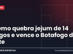 Remo quebra jejum de 14 jogos e vence o Botafogo de Tite Arte da Manchete Esportiva sobre Remo 2 x 1 Botafogo no Mangueirão, com o fim do jejum do Remo