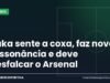 Saka sente a coxa, faz nova ressonância e deve desfalcar o Arsenal Arte da Manchete Esportiva sobre a lesão de Saka antes de Arsenal x Everton pela Premier League