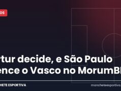 Artur decide, e São Paulo vence o Vasco no MorumBIS Arte da Manchete Esportiva sobre a vitória do São Paulo por 1 a 0 sobre o Vasco no MorumBIS
