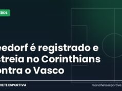 Seedorf é registrado e estreia no Corinthians contra o Vasco Arte da Manchete Esportiva sobre a estreia de Seedorf no Corinthians contra o Vasco em São Januário