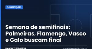Semana de semifinais: Palmeiras, Flamengo, Vasco e Galo buscam final Arte da Manchete Esportiva sobre as semifinais da Libertadores e da Sul-Americana com clubes brasileiros