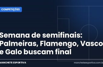 Semana de semifinais: Palmeiras, Flamengo, Vasco e Galo buscam final Arte da Manchete Esportiva sobre as semifinais da Libertadores e da Sul-Americana com clubes brasileiros