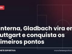 Lanterna, Gladbach vira em Stuttgart e conquista os primeiros pontos Arte da Manchete Esportiva sobre a virada do Gladbach sobre o Stuttgart pela Bundesliga