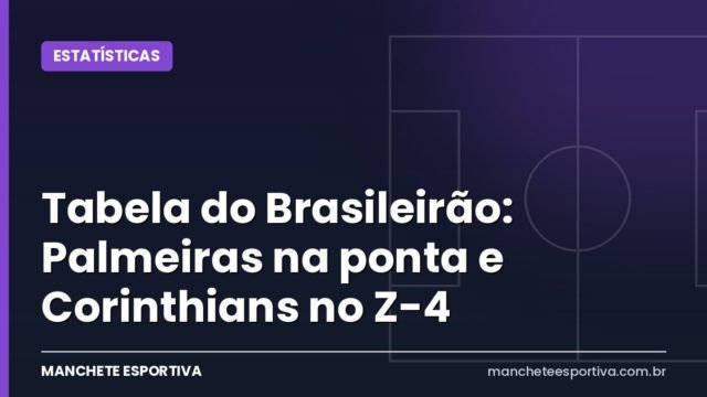 Tabela do Brasileirão: Palmeiras na ponta e Corinthians no Z-4