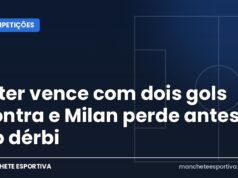 Inter vence com dois gols contra e Milan perde antes do dérbi Arte da Manchete Esportiva sobre a vitória da Inter e a derrota do Milan antes do dérbi de Milão na Serie A