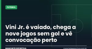 Vini Jr. é vaiado, chega a nove jogos sem gol e vê convocação perto Vinícius Júnior em campo pelo Real Madrid