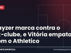 Kayzer marca contra o ex-clube, e Vitória empata com o Athletico Arte da Manchete Esportiva sobre o empate entre Vitória e Athletico-PR no Barradão com gol de Renato Kayzer